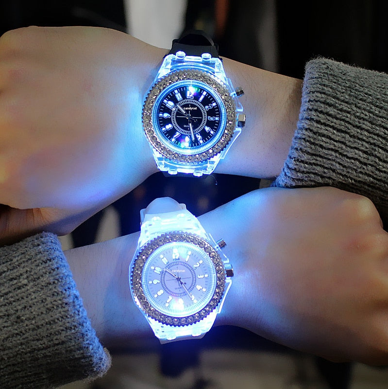 Relógio Moda Casual de Quartzo com Led 2 Cores