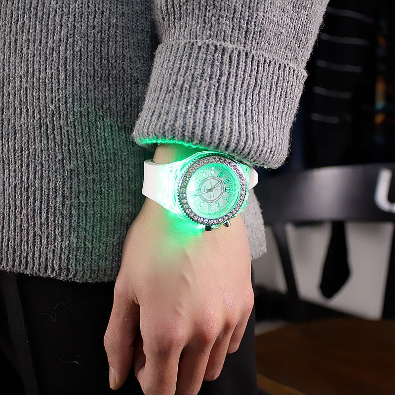 Relógio Moda Casual de Quartzo com Led 2 Cores
