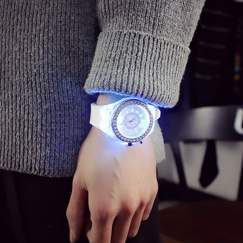 Relógio Moda Casual de Quartzo com Led 2 Cores