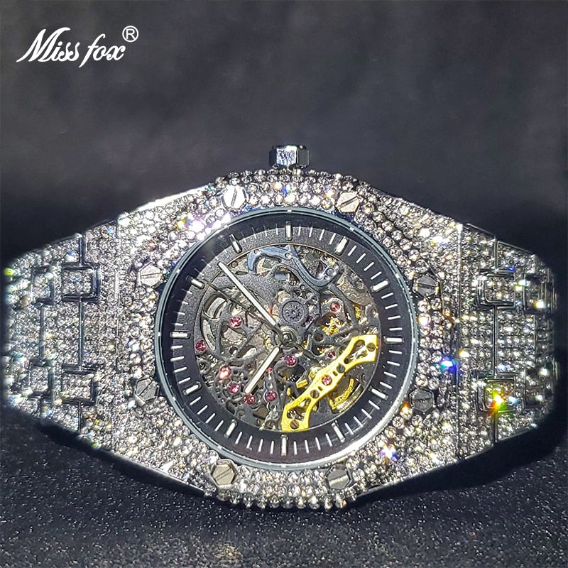 Relógio Mecanical MissFox Diamond Luxury Skeleton