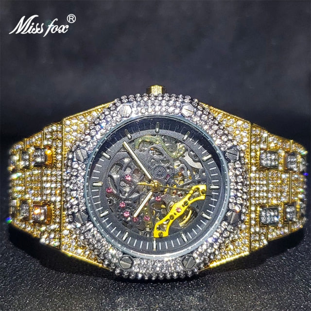 Relógio Mecanical MissFox Diamond Luxury Skeleton