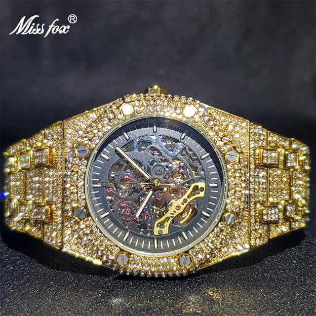 Relógio Mecanical MissFox Diamond Luxury Skeleton