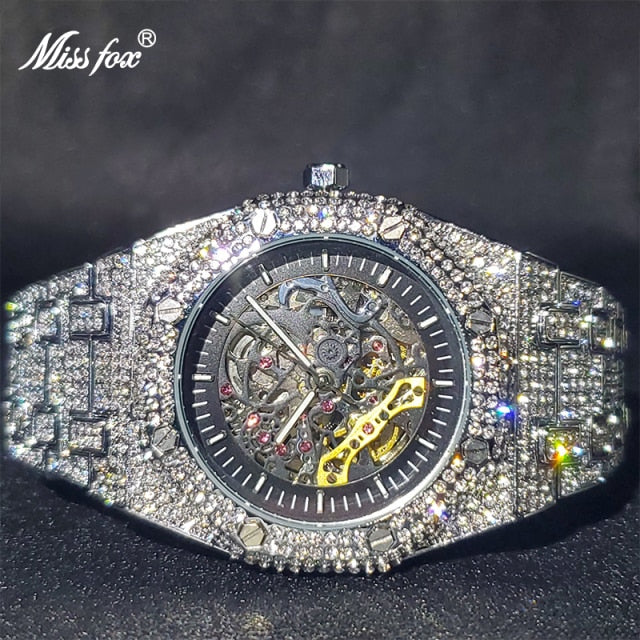 Relógio Mecanical MissFox Diamond Luxury Skeleton