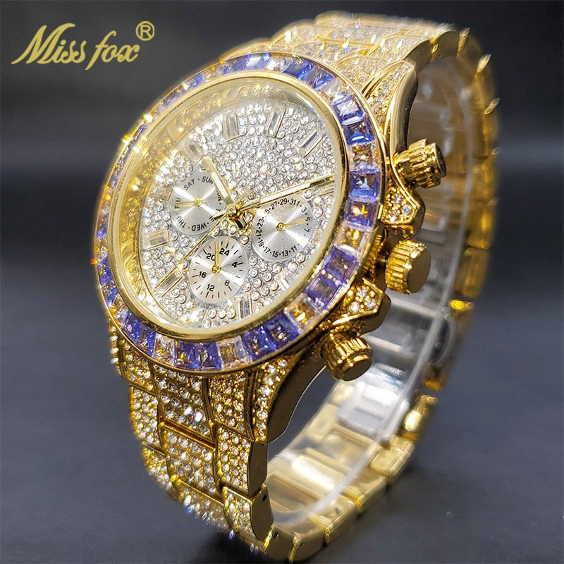 Relógio MissFox Stilo ICE Watchs Cravejado De Zirconia Cubica