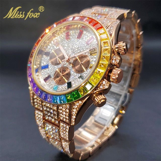Relógio MissFox Stilo ICE Watchs Cravejado De Zirconia Cubica