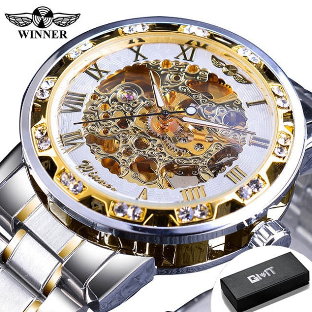 Relógio Masculino Transparente Diamound luminouss Luxo