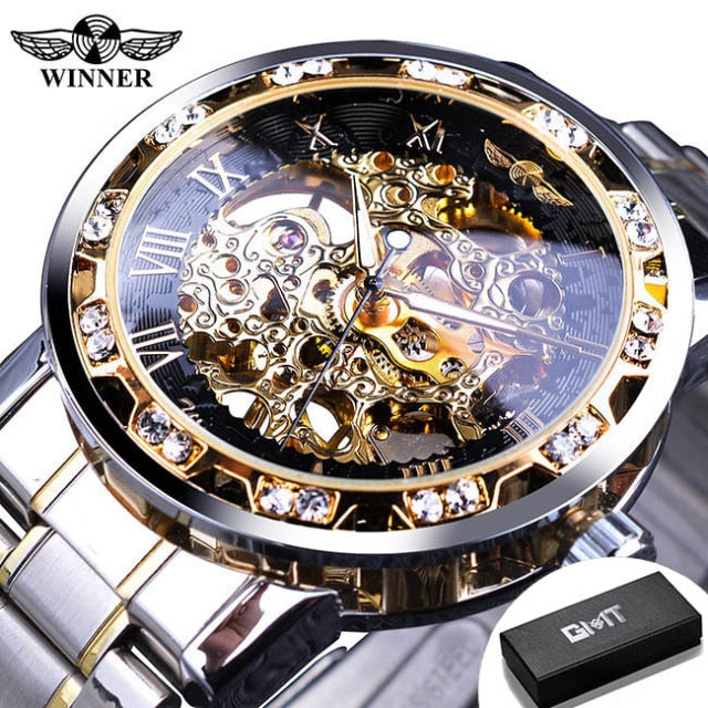 Relógio Masculino Transparente Diamound luminouss Luxo