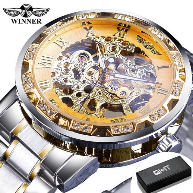 Relógio Masculino Transparente Diamound luminouss Luxo