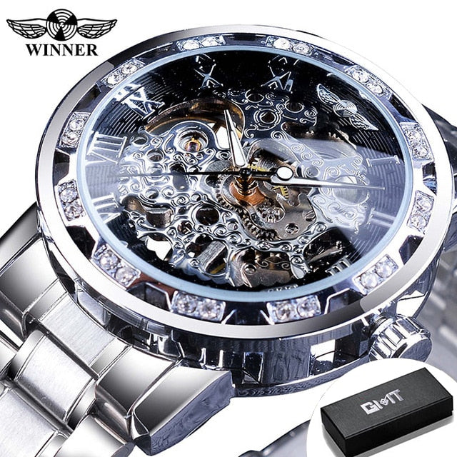 Relógio Masculino Transparente Diamound luminouss Luxo