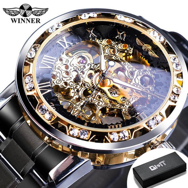 Relógio Masculino Transparente Diamound luminouss Luxo
