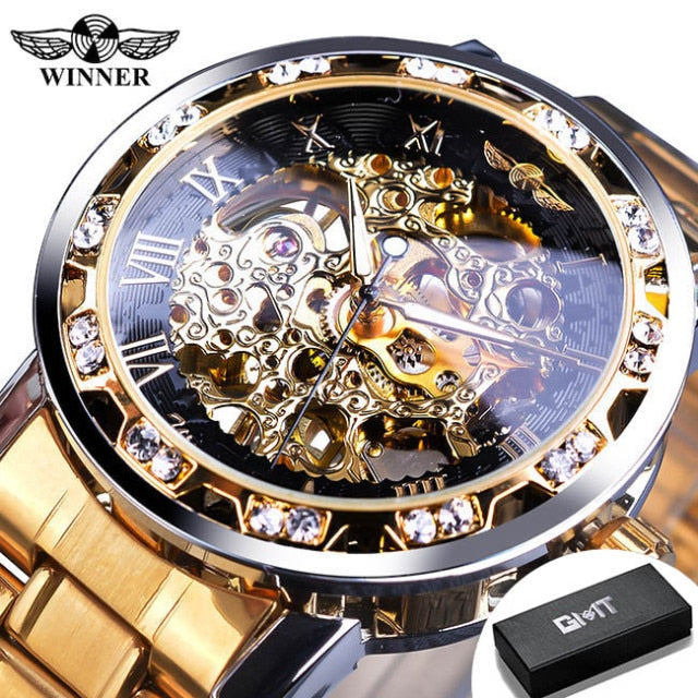 Relógio Masculino Transparente Diamound luminouss Luxo