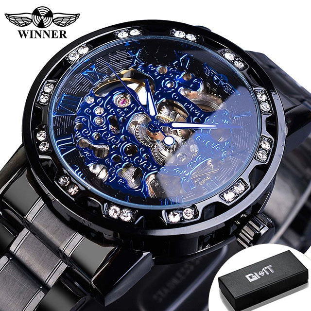 Relógio Masculino Transparente Diamound luminouss Luxo