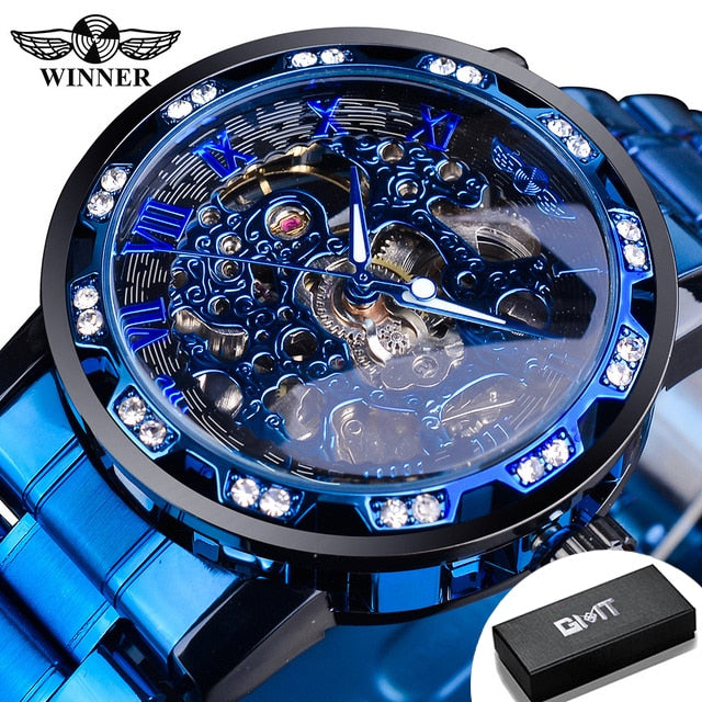 Relógio Masculino Transparente Diamound luminouss Luxo