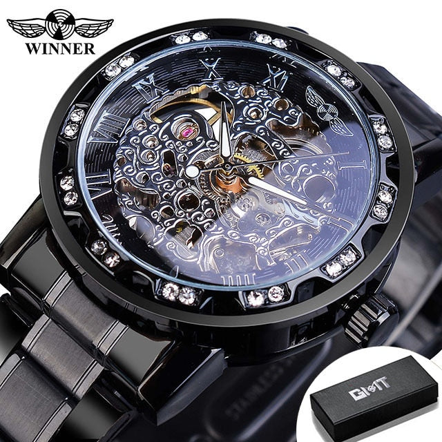 Relógio Masculino Transparente Diamound luminouss Luxo
