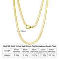 Rinntin Real 18K Solid Gold 2.8mm Flat Herringbone Snake Chain Necklace for Women Luxury AU750 Pure Gold Necklace Jewelry EC09