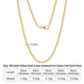 Corrente de Ouro 18k Maciço 2.2mm Elo Cubano c/ Corte diamantado