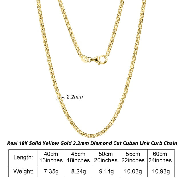 Corrente de Ouro 18k Maciço 2.2mm Elo Cubano c/ Corte diamantado
