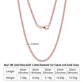 Corrente de Ouro 18k Maciço 2.2mm Elo Cubano c/ Corte diamantado