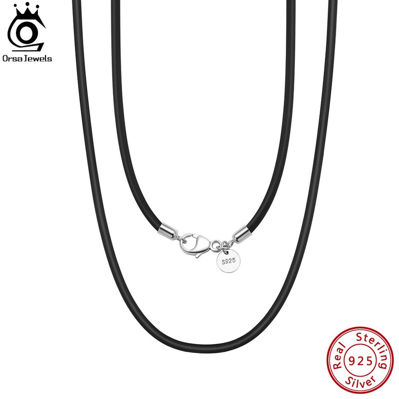 ORSA JEWELS Italian 2mm Genuine Leather Cord Chain Necklace for Women Men with 925 Sterling Silver Clasp Fashion Jewelry SC62