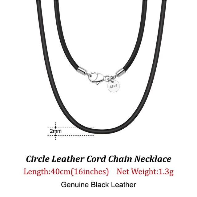 ORSA JEWELS Italian 2mm Genuine Leather Cord Chain Necklace for Women Men with 925 Sterling Silver Clasp Fashion Jewelry SC62