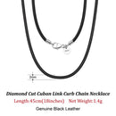ORSA JEWELS Italian 2mm Genuine Leather Cord Chain Necklace for Women Men with 925 Sterling Silver Clasp Fashion Jewelry SC62