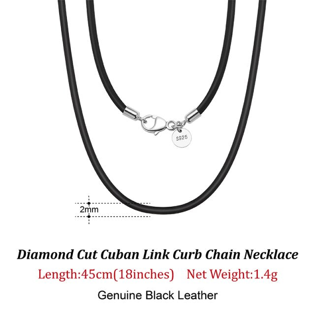 ORSA JEWELS Italian 2mm Genuine Leather Cord Chain Necklace for Women Men with 925 Sterling Silver Clasp Fashion Jewelry SC62