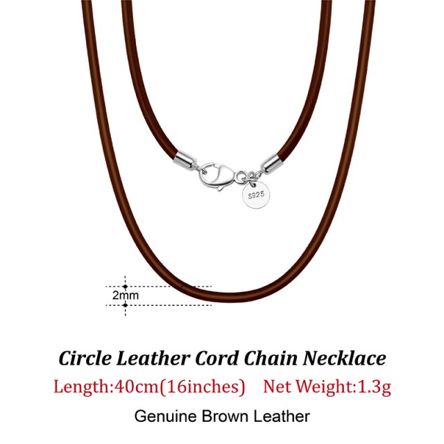ORSA JEWELS Italian 2mm Genuine Leather Cord Chain Necklace for Women Men with 925 Sterling Silver Clasp Fashion Jewelry SC62