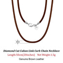 ORSA JEWELS Italian 2mm Genuine Leather Cord Chain Necklace for Women Men with 925 Sterling Silver Clasp Fashion Jewelry SC62