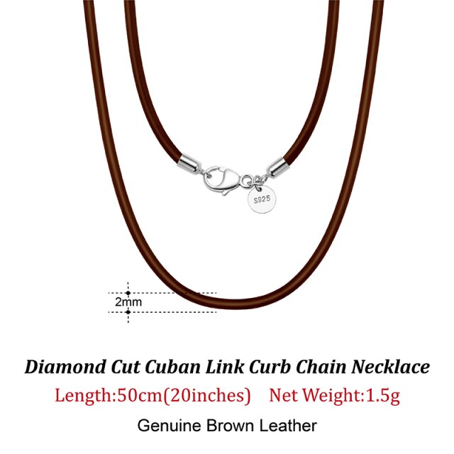 ORSA JEWELS Italian 2mm Genuine Leather Cord Chain Necklace for Women Men with 925 Sterling Silver Clasp Fashion Jewelry SC62