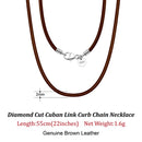 ORSA JEWELS Italian 2mm Genuine Leather Cord Chain Necklace for Women Men with 925 Sterling Silver Clasp Fashion Jewelry SC62