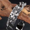 Pulseira masculina de aço inoxidável, tendência de personalidade estilo cruz punk 21,5 cm
