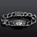 Pulseira masculina de aço inoxidável, tendência de personalidade estilo cruz punk 21,5 cm