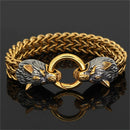 Pulseira masculina de Aço Titânio vintage Lobo Punk Pulseira