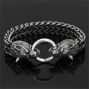 Pulseira masculina de Aço Titânio vintage Lobo Punk Pulseira