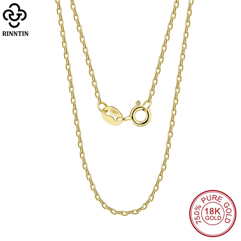 Corrente  Rinntin de ouro 18k MACIÇO 1.0mm linha Premium Gold