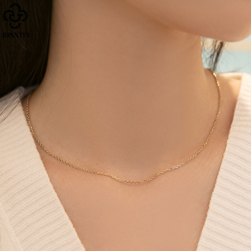 Corrente  Rinntin de ouro 18k MACIÇO 1.0mm linha Premium Gold