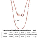 Corrente  Rinntin de ouro 18k MACIÇO 1.0mm linha Premium Gold