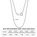 Corrente  Rinntin de ouro 18k MACIÇO 1.0mm linha Premium Gold