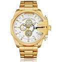 Relógio de quartzo de aço inoxidável dourado masculino Cagarny