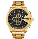 Relógio de quartzo de aço inoxidável dourado masculino Cagarny