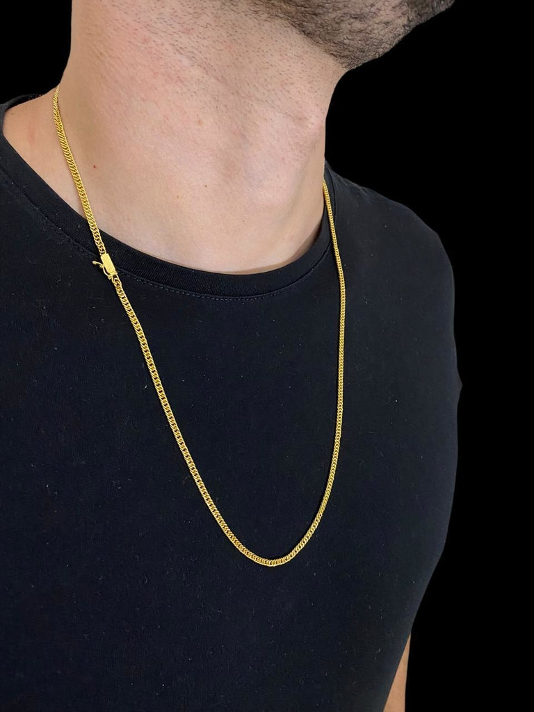 Corrente Grumet 3mm Banhada Ouro 18K
